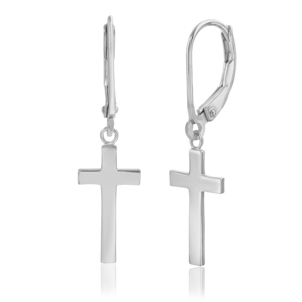 Sterling Silver Cross Drop Earrings