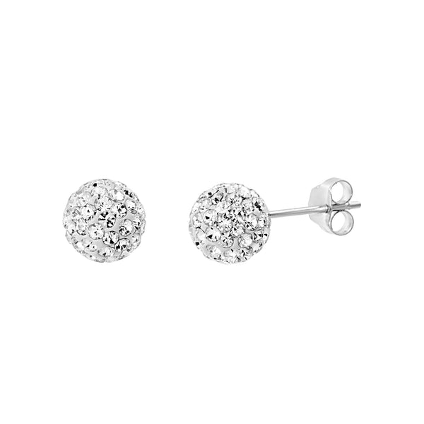 Lesa Michele 8MM Stainless Steel Crystal Ball Post Earrings