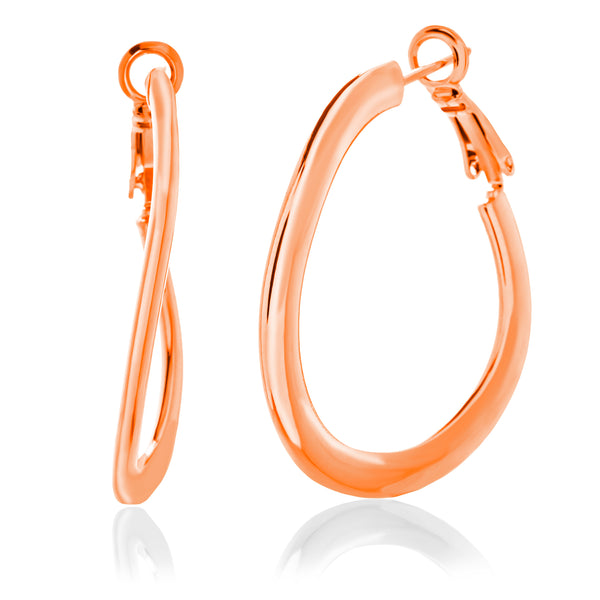 Lesa Michele Wavy Hoop Earrings in Rose Gold Plated Brass