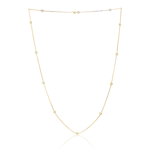 Lesa Michele Yellow Gold Plated Cubic Zirconia by the Yard Necklace in Sterling Silver